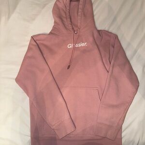 Glossier classic pink hoodie